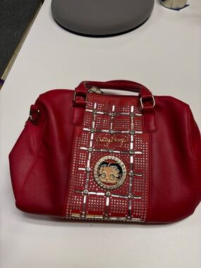 Betty Boop Red Studded Tote with Character Emblem VINTAGE has wear